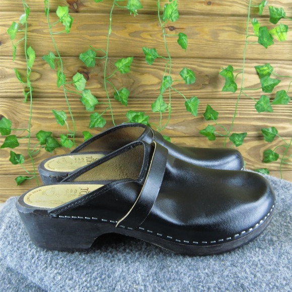 Skane Toffeln Men\'s Mule Sweden Clog‎ Black Leather Size 47M Gently Used 2025 main image 7